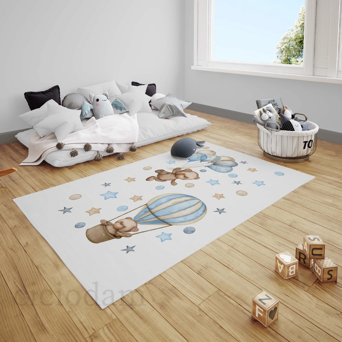 Uçan Balon ve Ayıcık 4025 Çocuk Halısı
