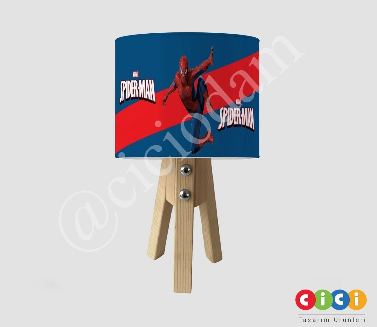 Marvel Lacivert Kırmızı Spiderman  Çocuk Odası Abajur