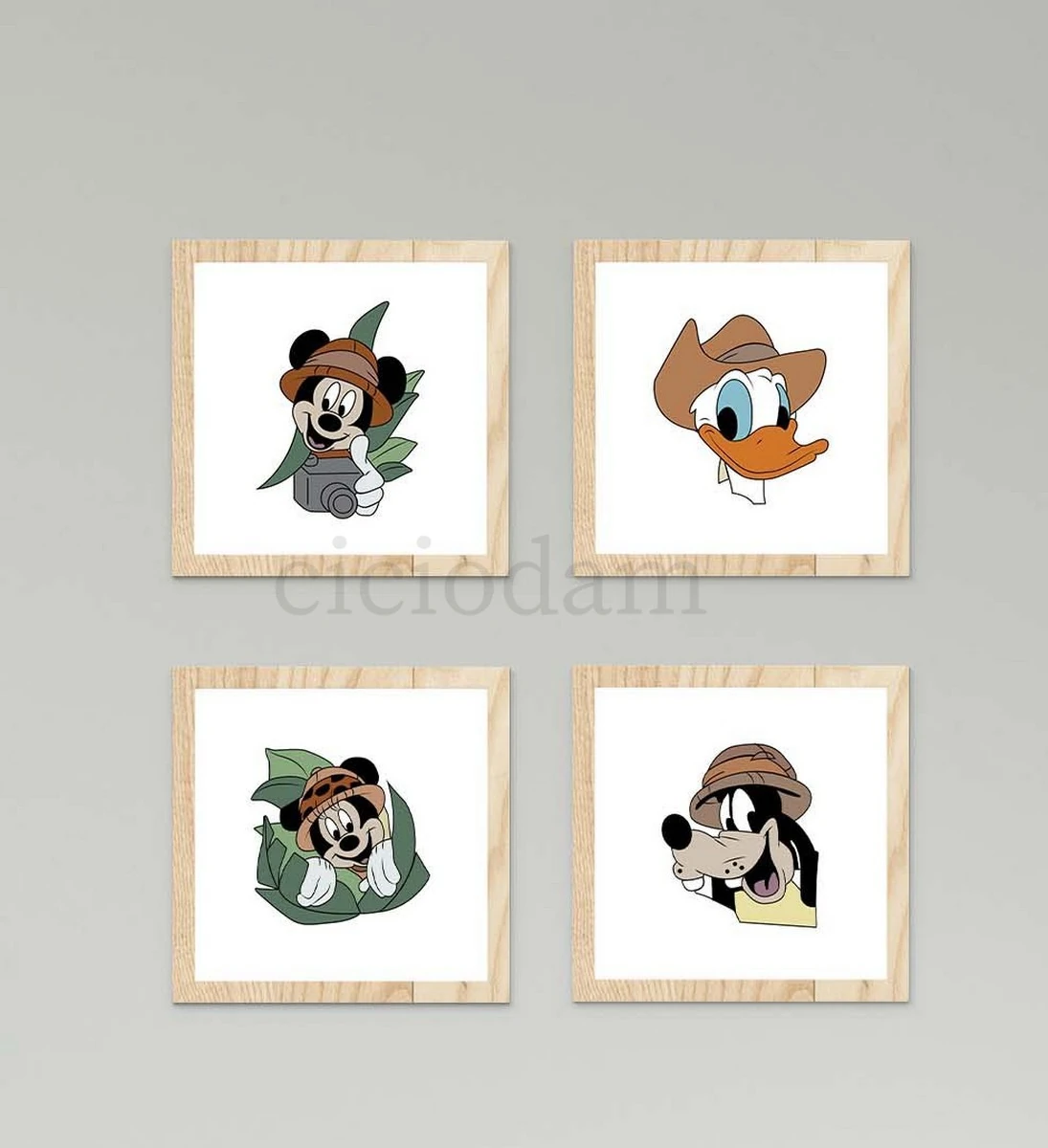 Safari Mickey Mouse ve Arkadaşları Duvar Tablo