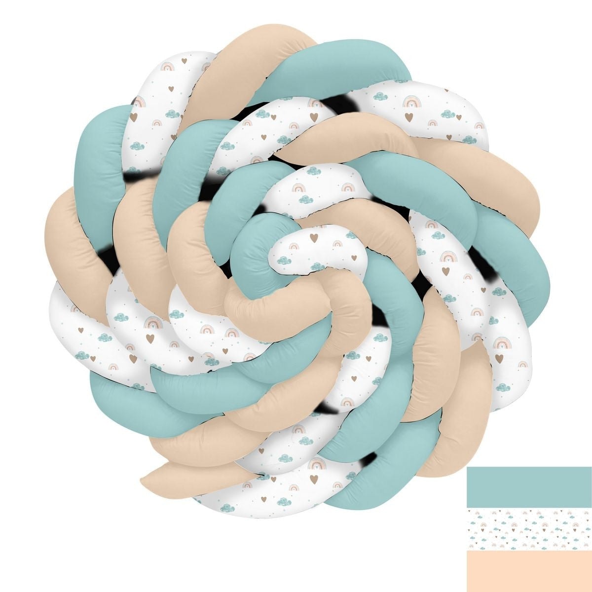 Gökkuşağı Bulutlar Kalp ve Puantiyeler Örgü Korumalık