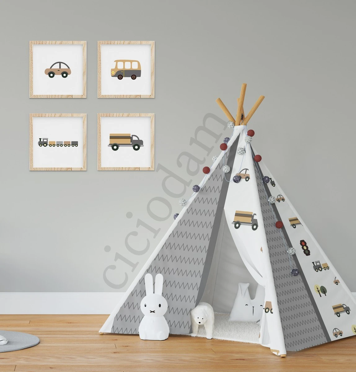 Gri Araba Tren Kamyon ve Araba YolOyun Çadırı