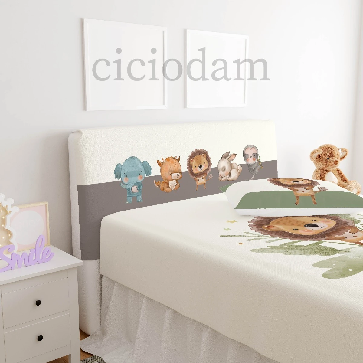 Filli Tavşanlı Aslanlı Çimenli Başlık Kılıfı