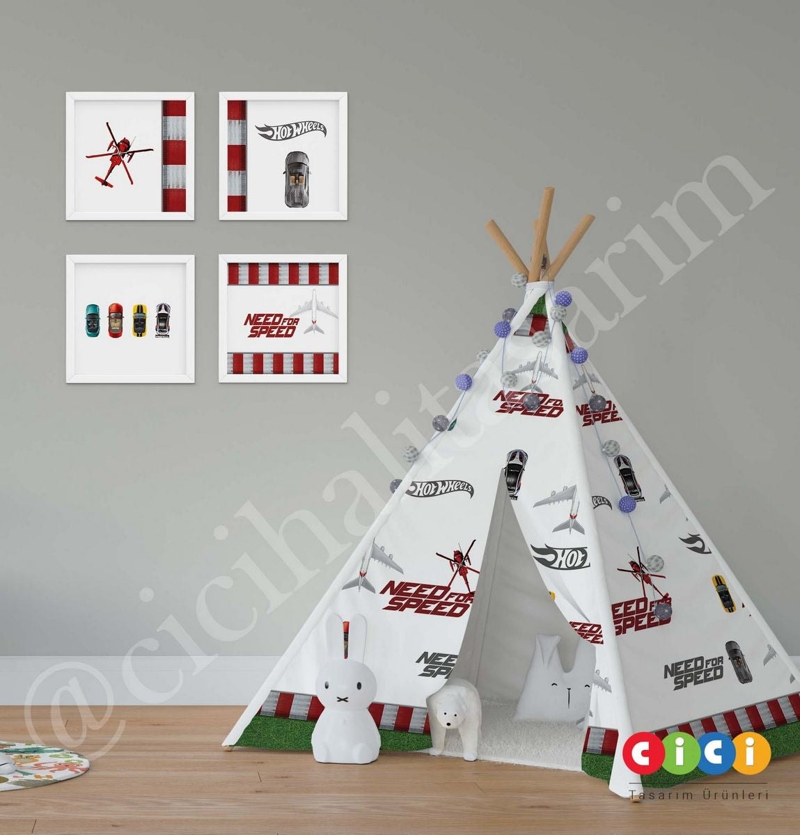 Uçak Pisti ve Araba Yollu Oyun Oyun Çadırı