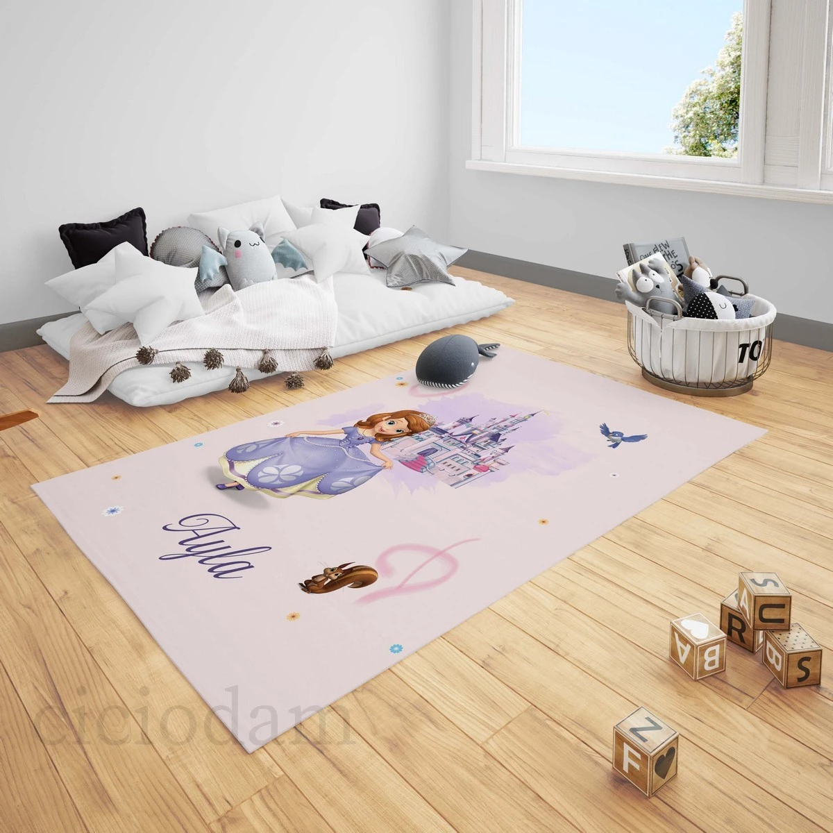 Prenses Şato ve Sincap Çocuk Halısı