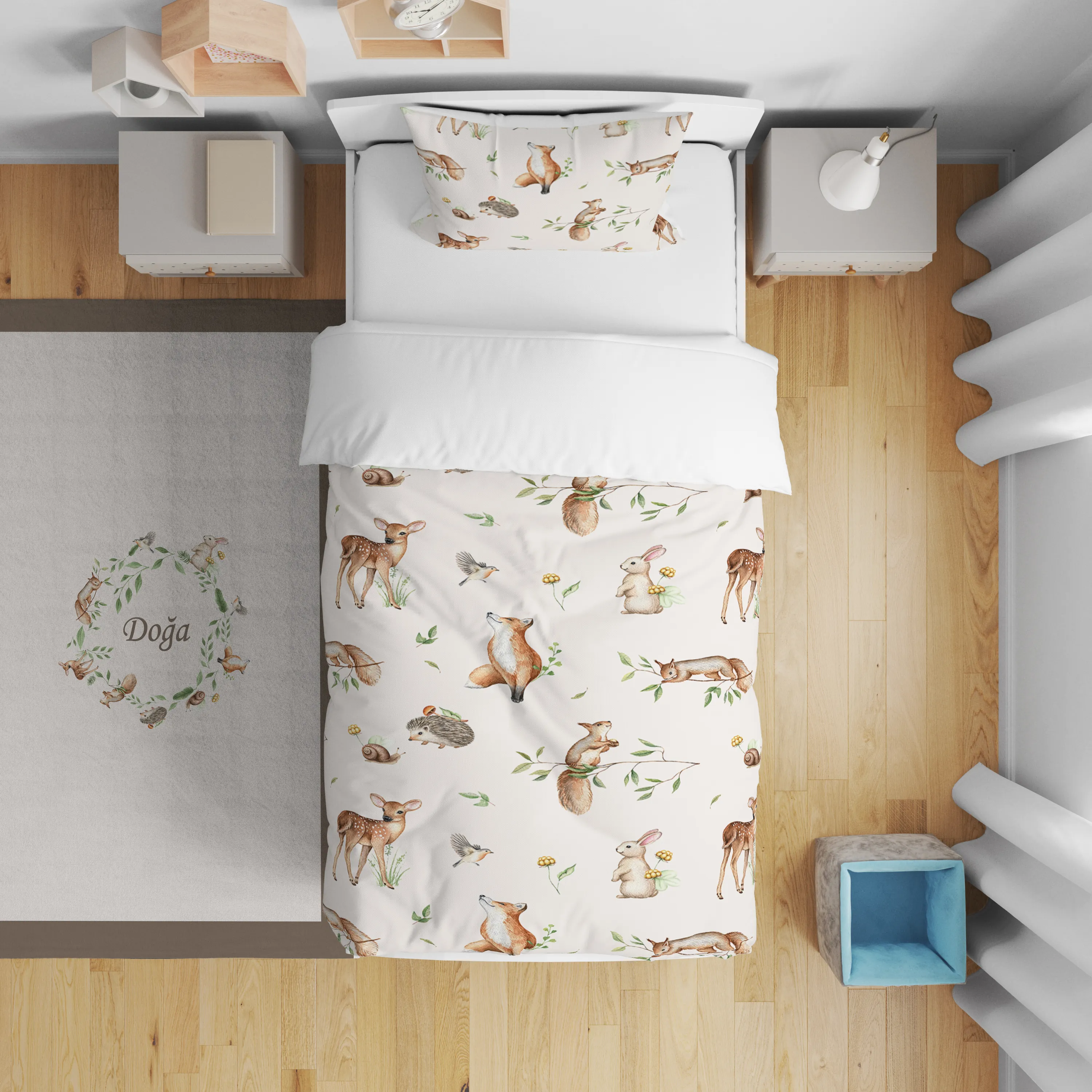 Tilki Tavşan Geyik Çocuk Nevresim