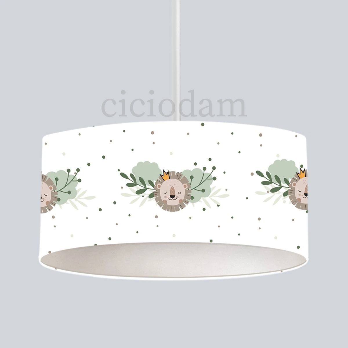 Yeşil Dallar Aslan Ve Puantiyeler Çocuk Odası Avize