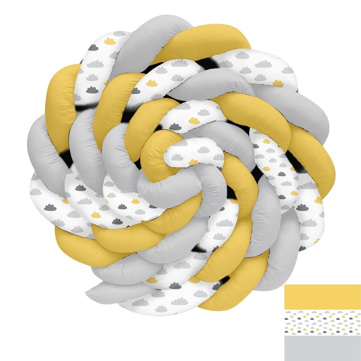 Gri Zemin Sarı Beyaz Bulutlar Örgü Korumalık