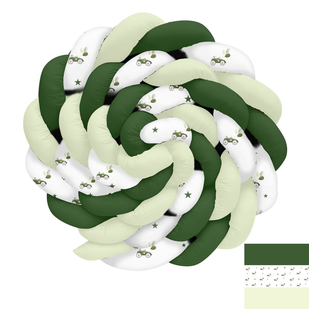 Yeşil Tahta Araba Balon ve Yıldızlar Örgü Korumalık