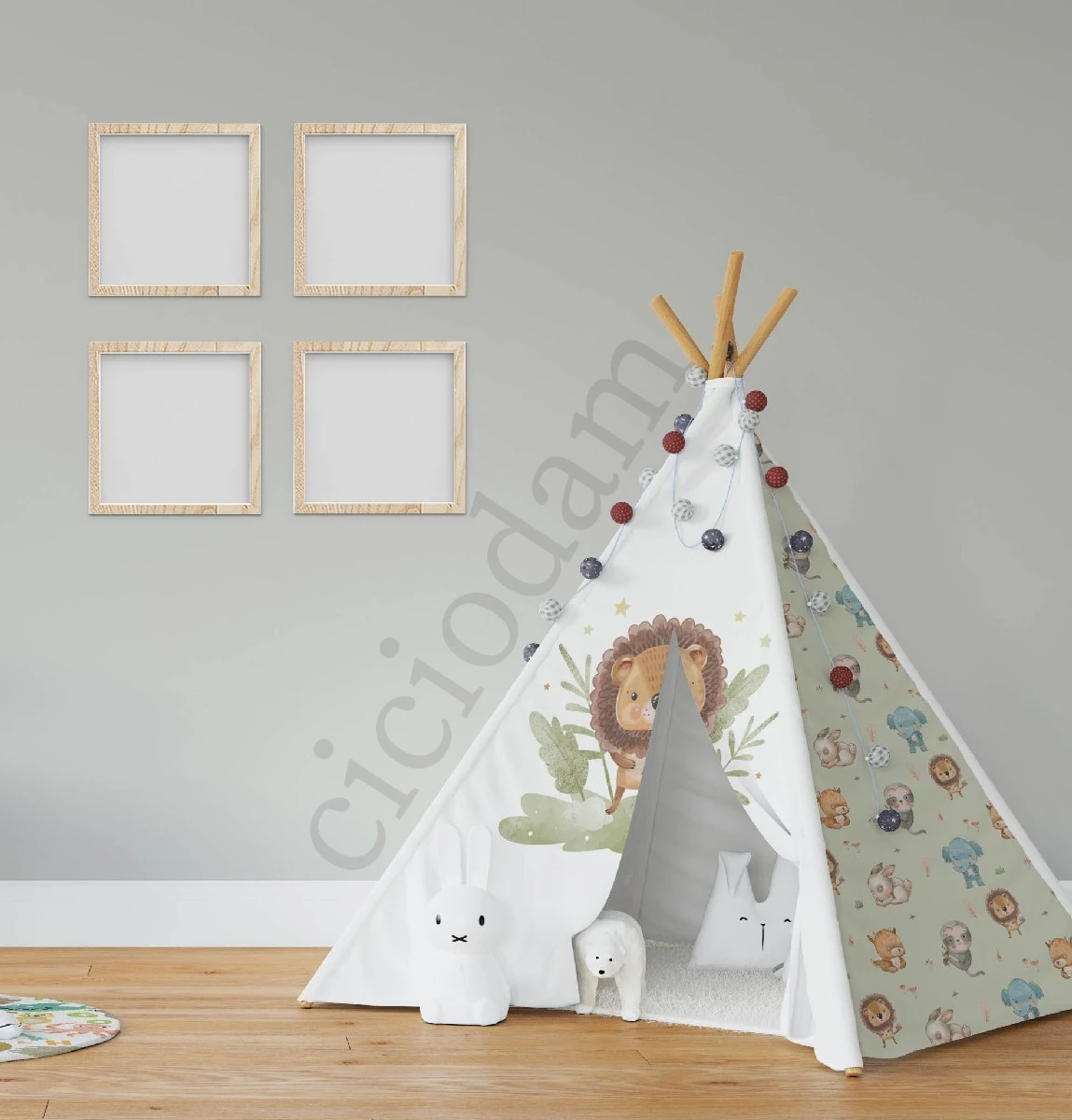 Filli Tavşanlı Aslanlı Çimenli Oyun Çadırı