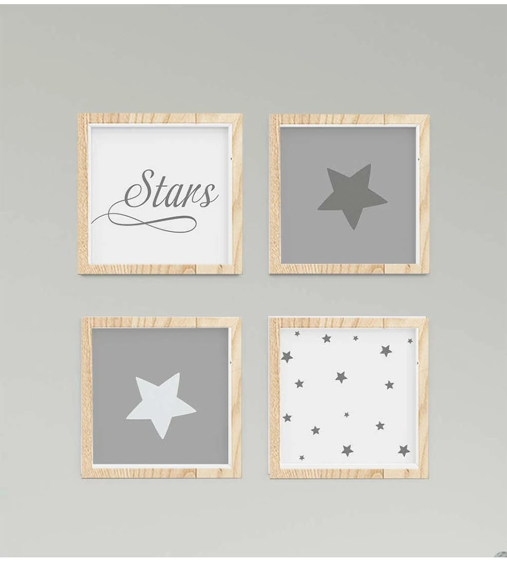 Gri Daire İçinde Yıldızlar Duvar Tablo