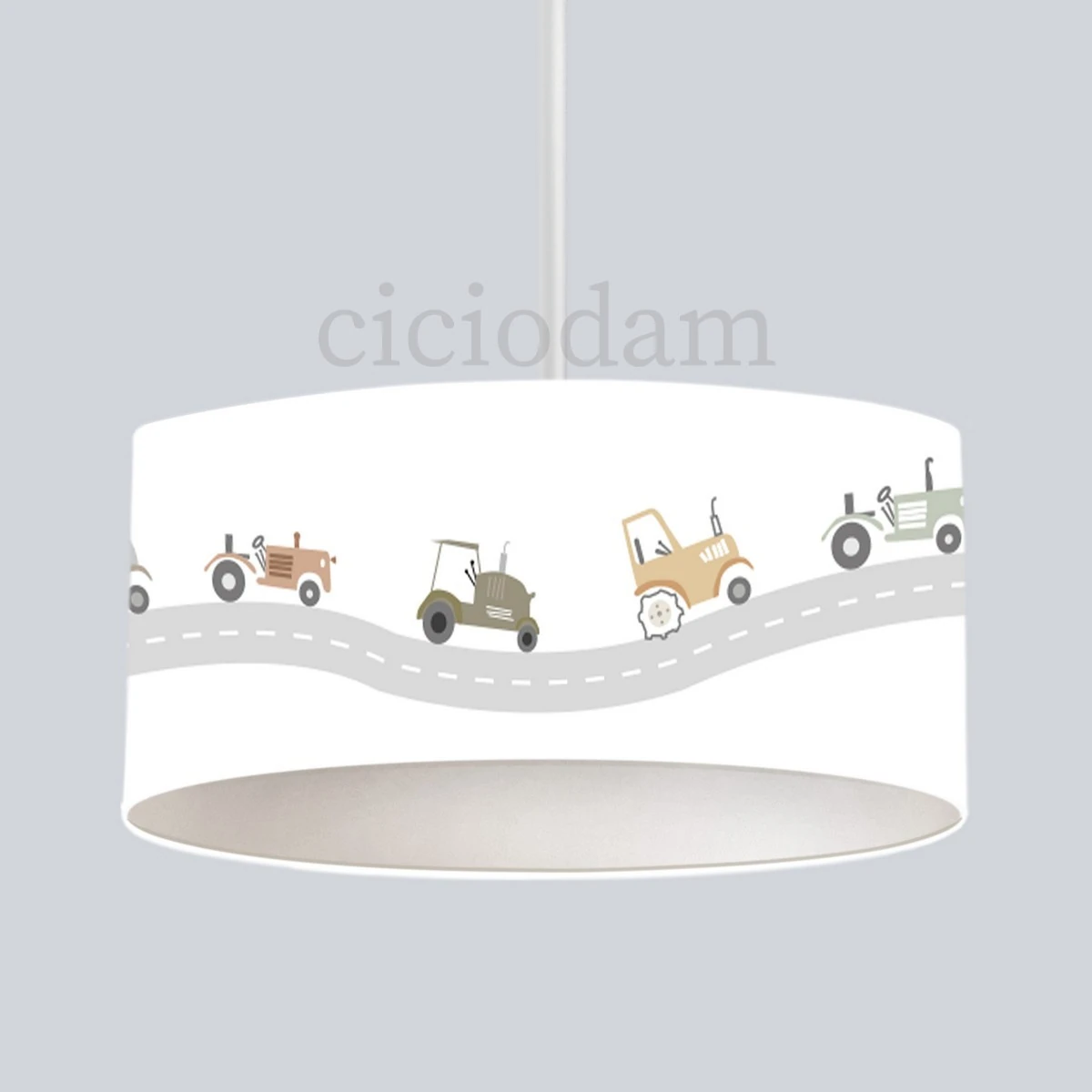 Renkli Traktörler Yol Çocuk Odası Avize