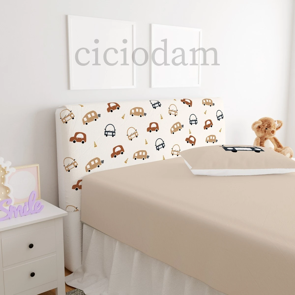 Renkli Arabalar Gökkuşağı Ve Dubalar Başlık Kılıfı