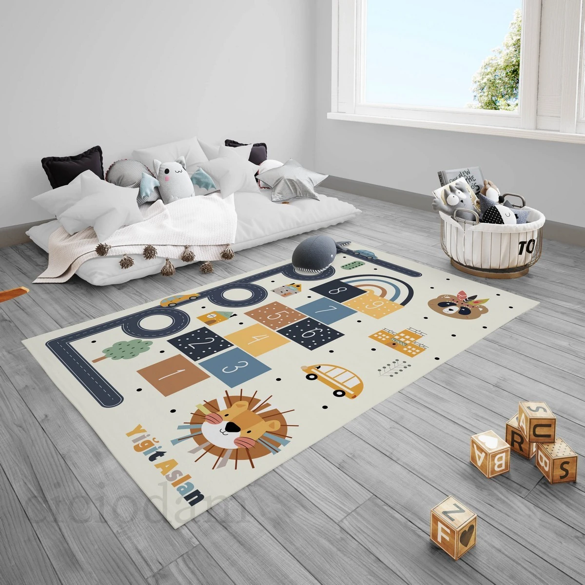 Kızılderili Ayı Seksek Yol ve Punatiyeler İsimli Çocuk Halısı