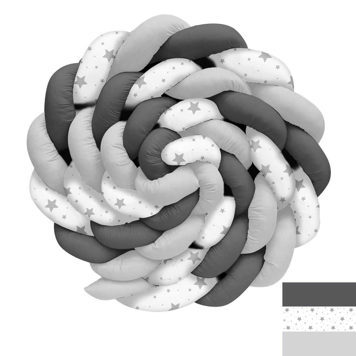 Gri Beyaz Çizgiler ve Yıldızlar Örgü Korumalık