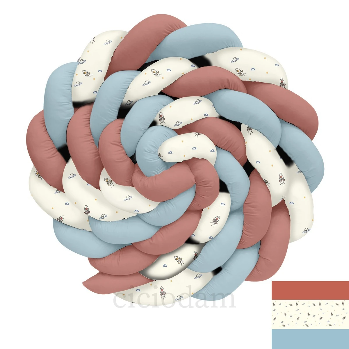 Astronot Ayı Gezegen Gökkuşağı Ve Roket Örgü Korumalık