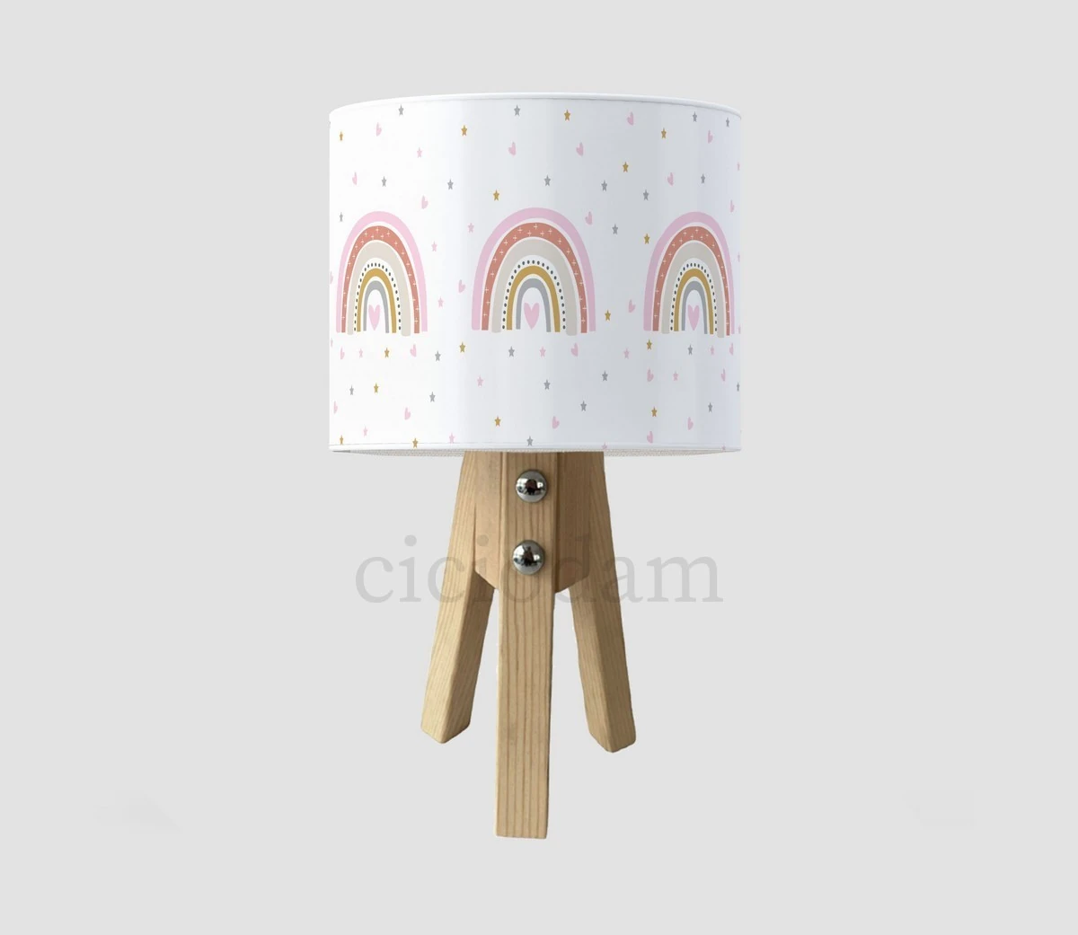 Gökkuşağı Kalp Yıldız Çocuk Odası Abajur