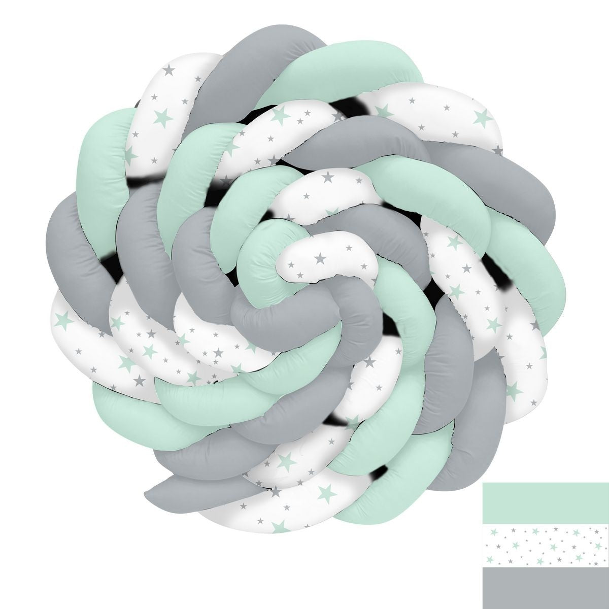 Gri Mint Yeşili Beyaz Yıldızlar Örgü Korumalık