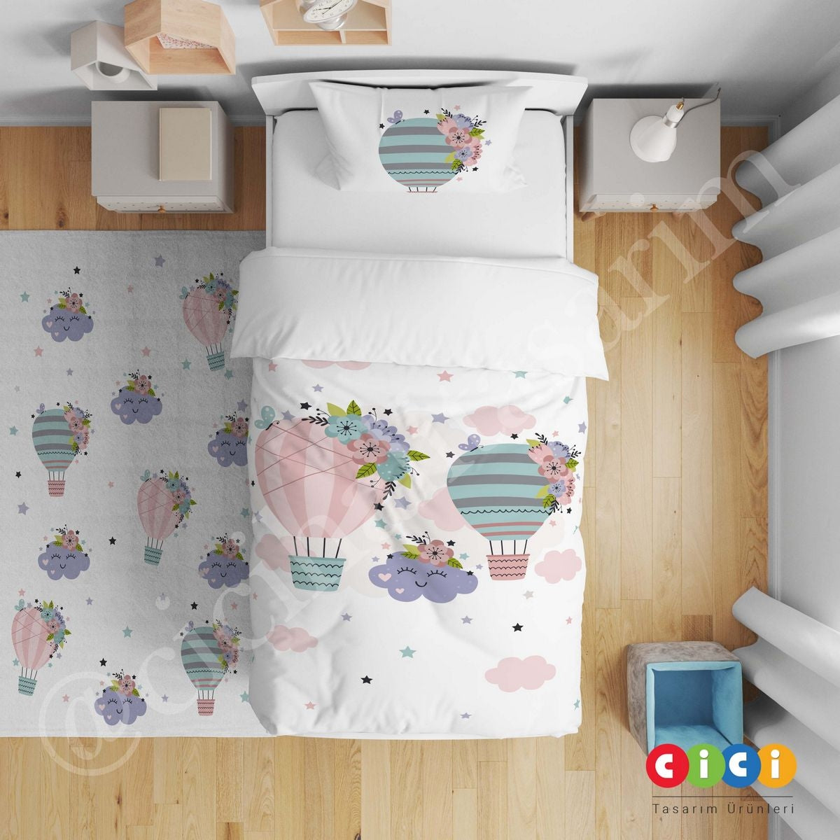 Uçan Balon Bulut ve Yıldızlar 5060 Nevresim