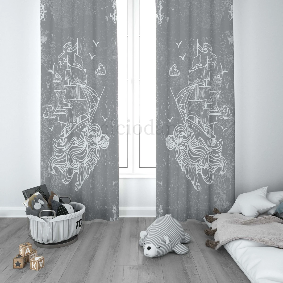 Gemici Çapa Dümen Çocuk Odası Perdesi