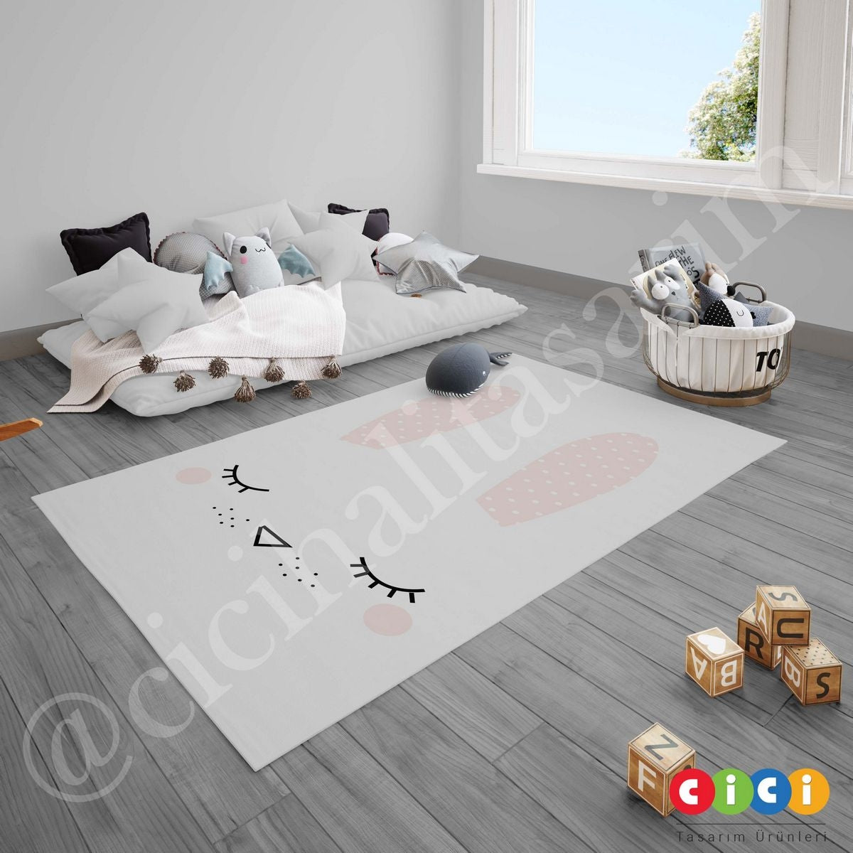 Kirpik Uyuyan Gözler Tavşan 612 Çocuk Halısı