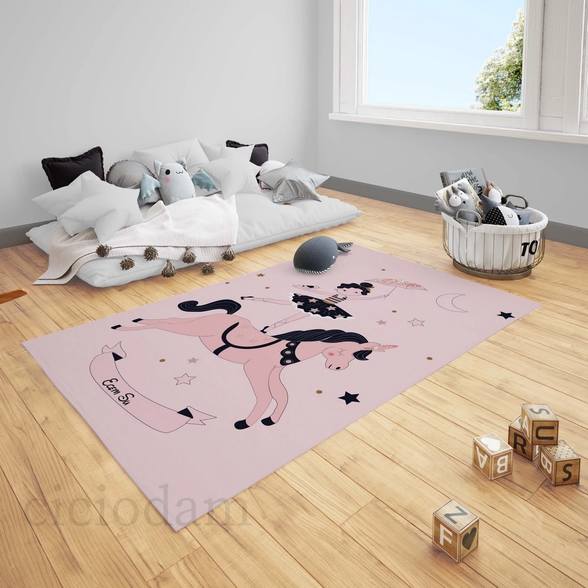 Balerin Atlı Prenses ve Yıldızlar Çocuk Halısı