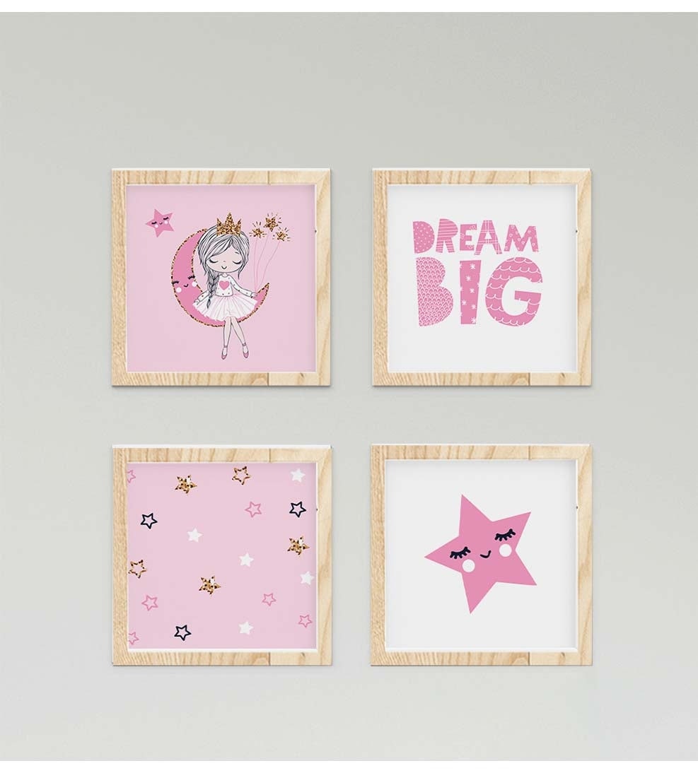 Ayda Uyuyan Kız ve Yıldızlar Duvar Tablo