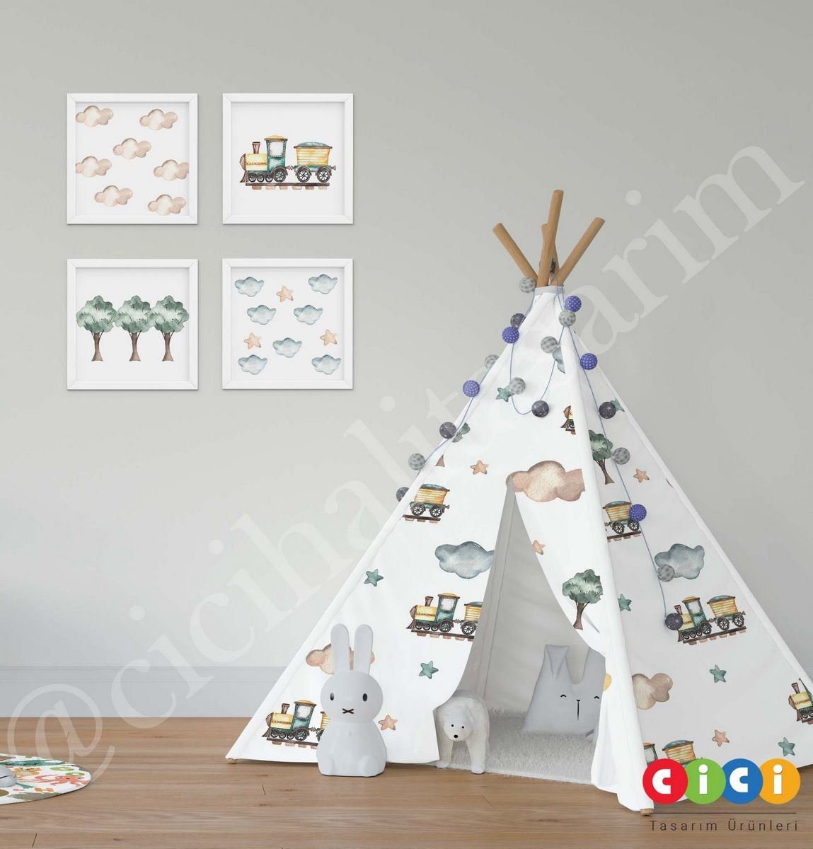 Suluboya Trenler ve Bulutlar 4018 Oyun Çadırı