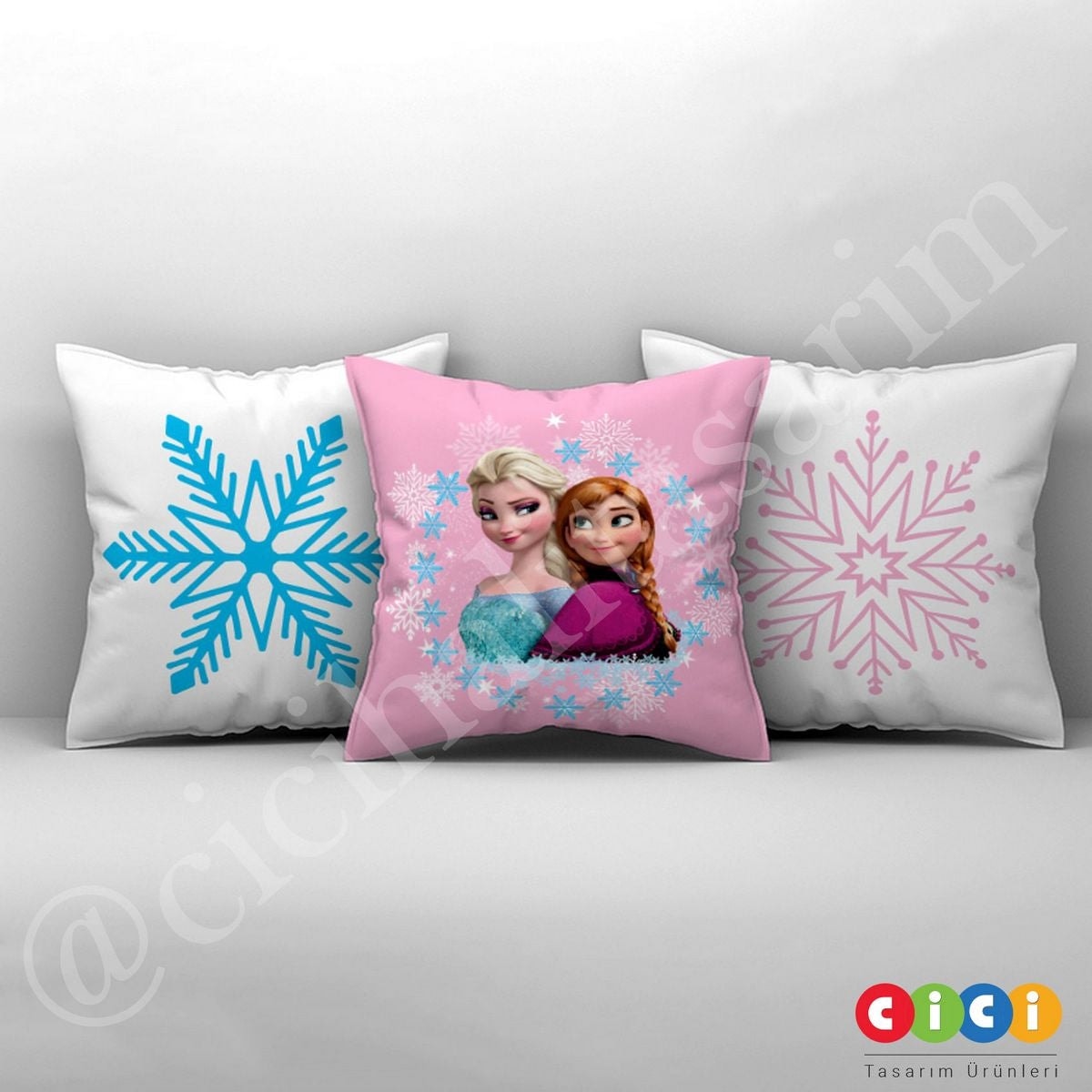 Pembe Elsa ve Anna Kırlent Kılıfı