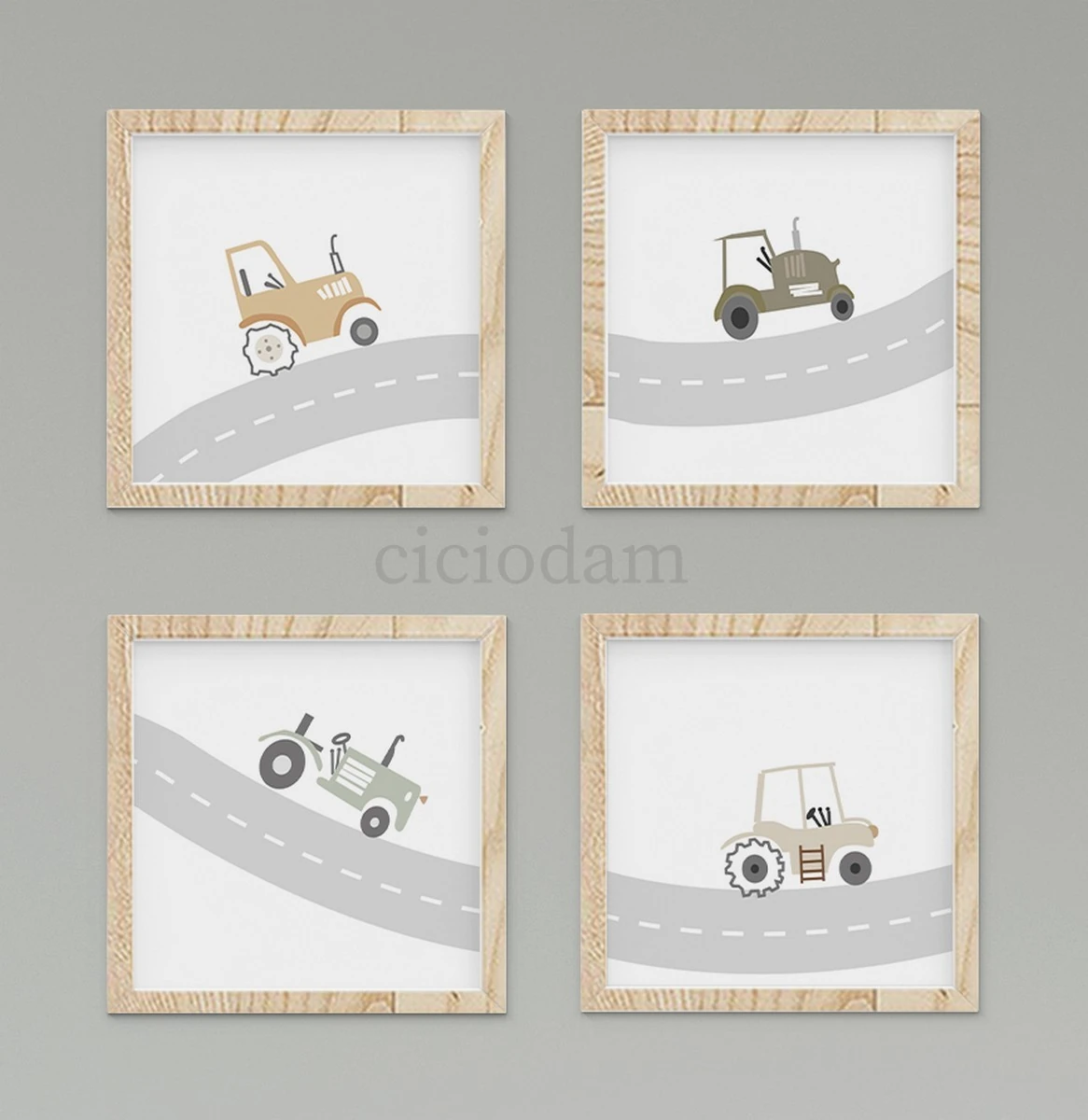 Renkli Traktörler Duvar Tablo