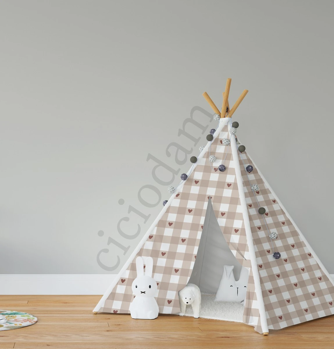 Gökkuşağı Pitikare Puantiye Ve Kalpler Oyun Çadırı