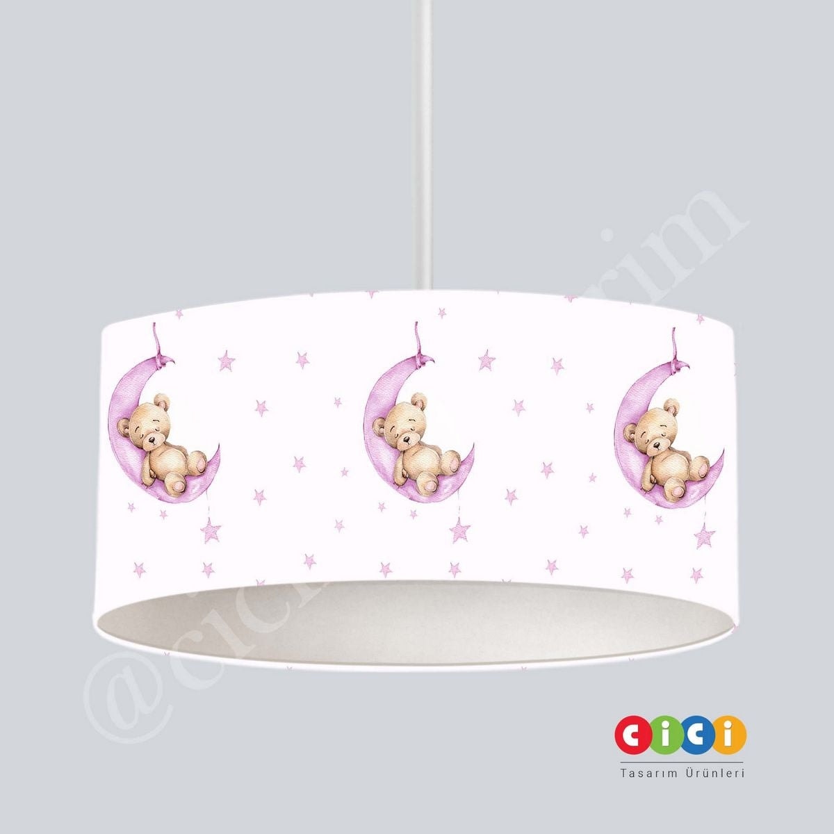 Ayda Uyuyan Sevimli Ayıcık ve Yıldızlar Çocuk Odası Avize