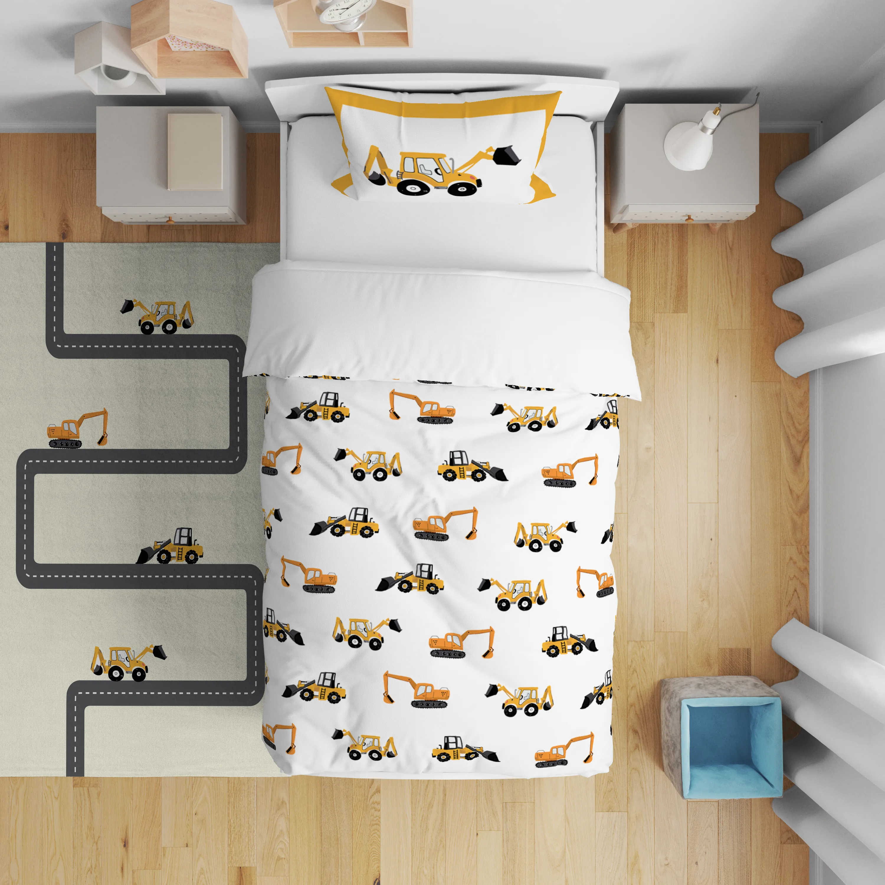 Araba İş Makineleri Çocuk Nevresim