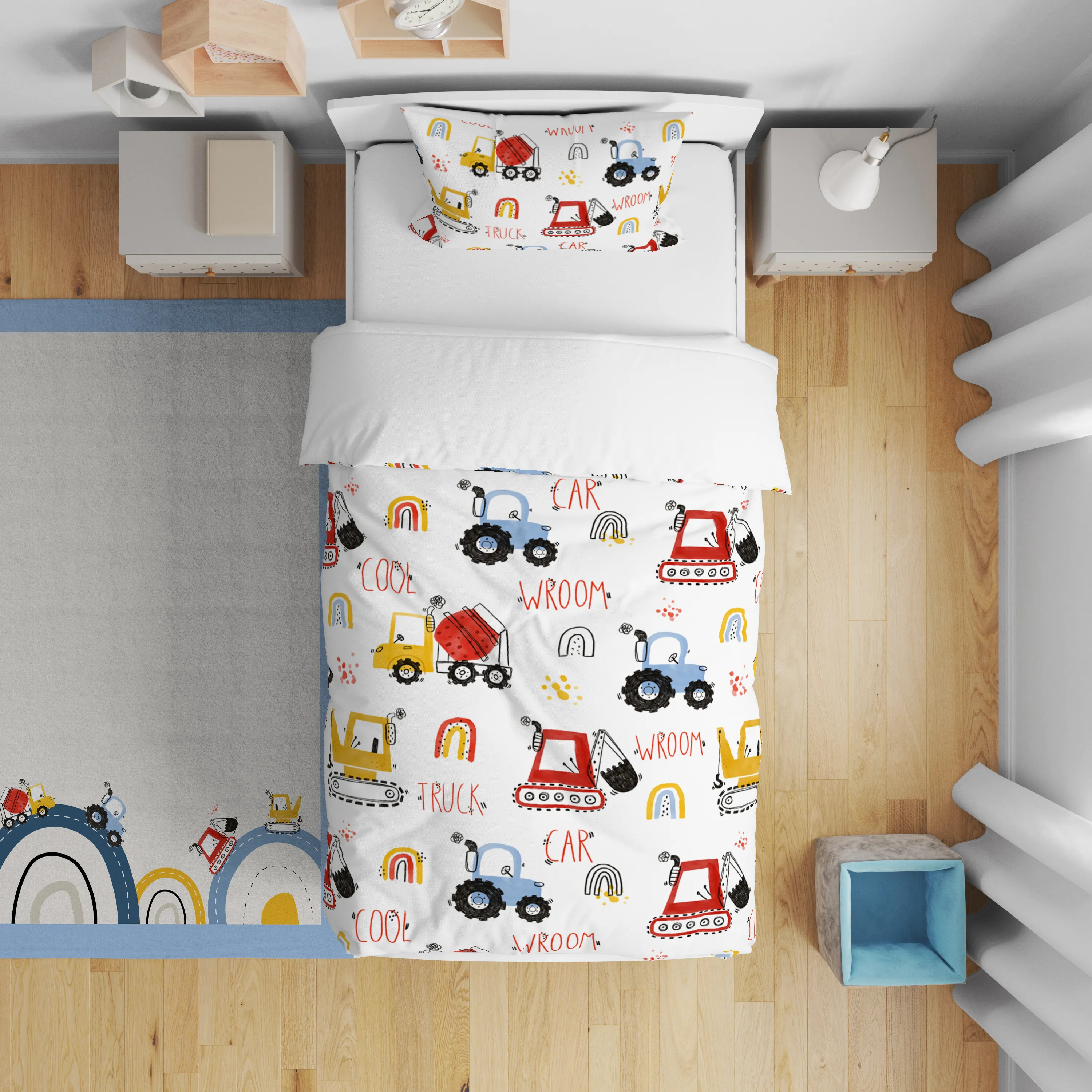 Araba İş Makineleri Çocuk Nevresim