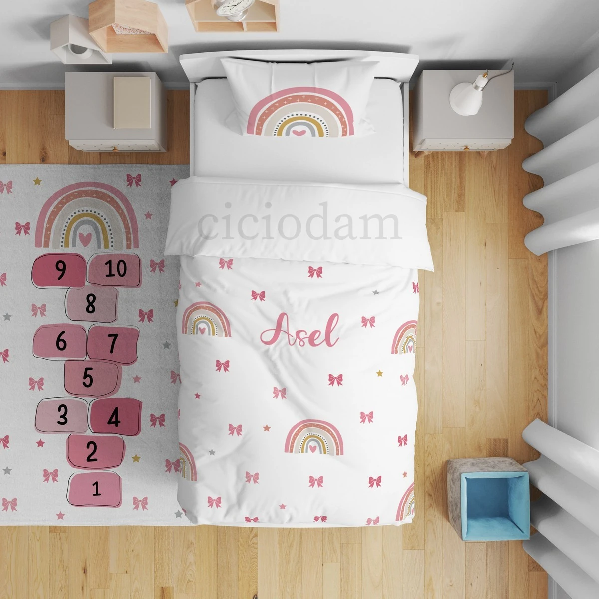 Gökkuşağı Fiyonk Ve Yıldız İsimli Yatak Örtüsü