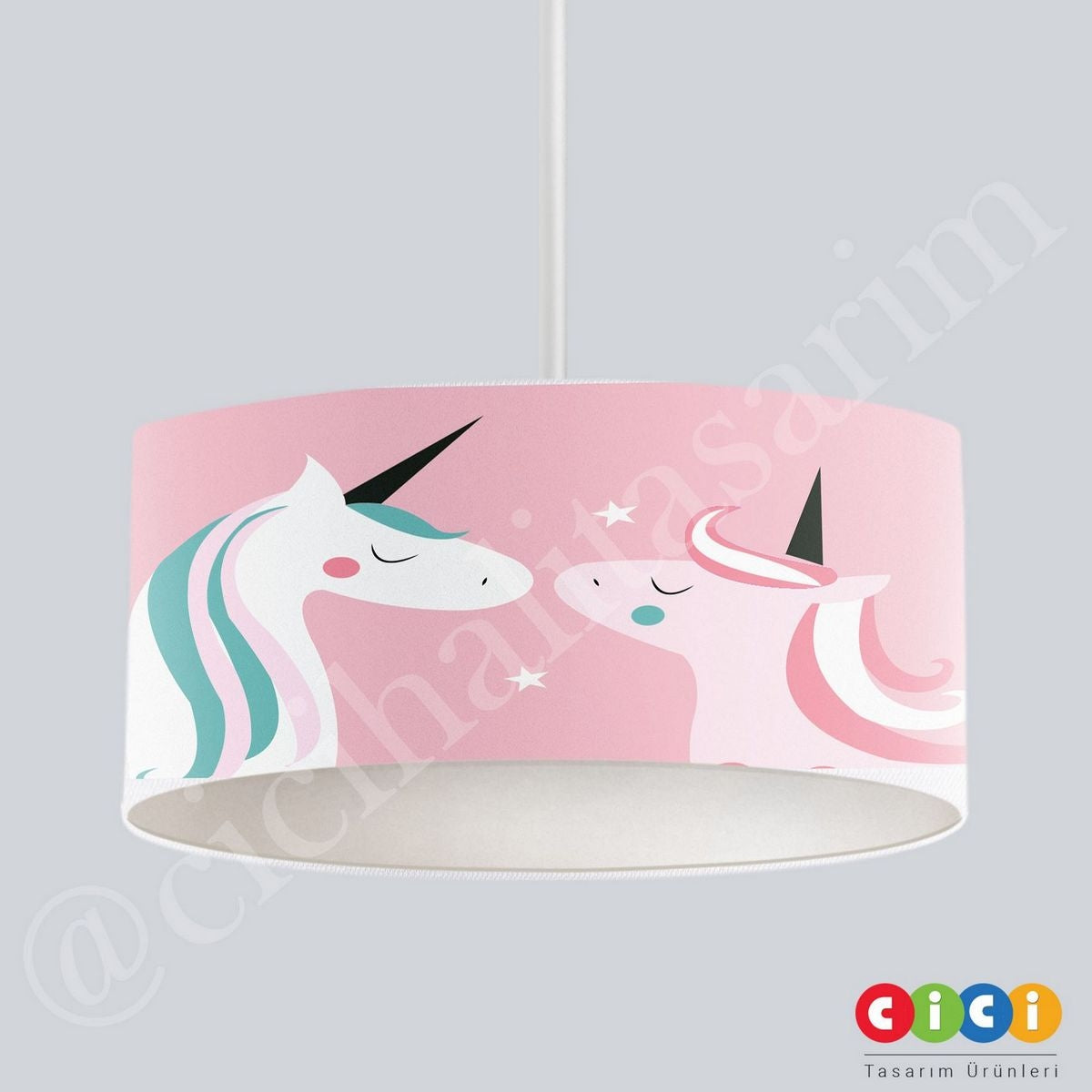 Unicorn Şato ve Gökkuşağı Çocuk Odası Avize