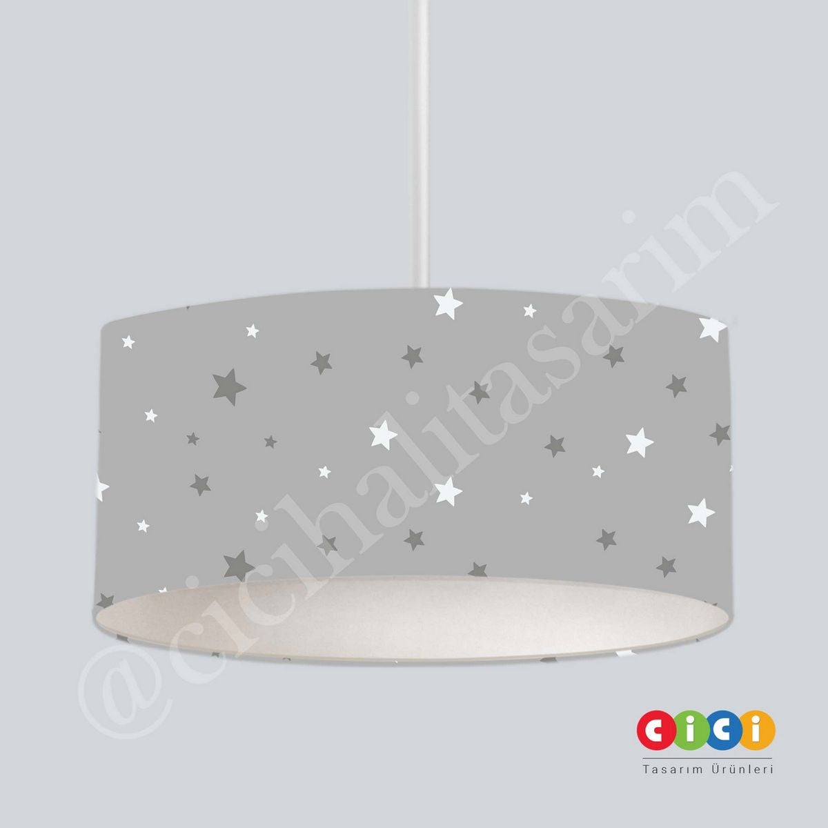 Gri Daire İçinde Yıldızlar Çocuk Odası Avize