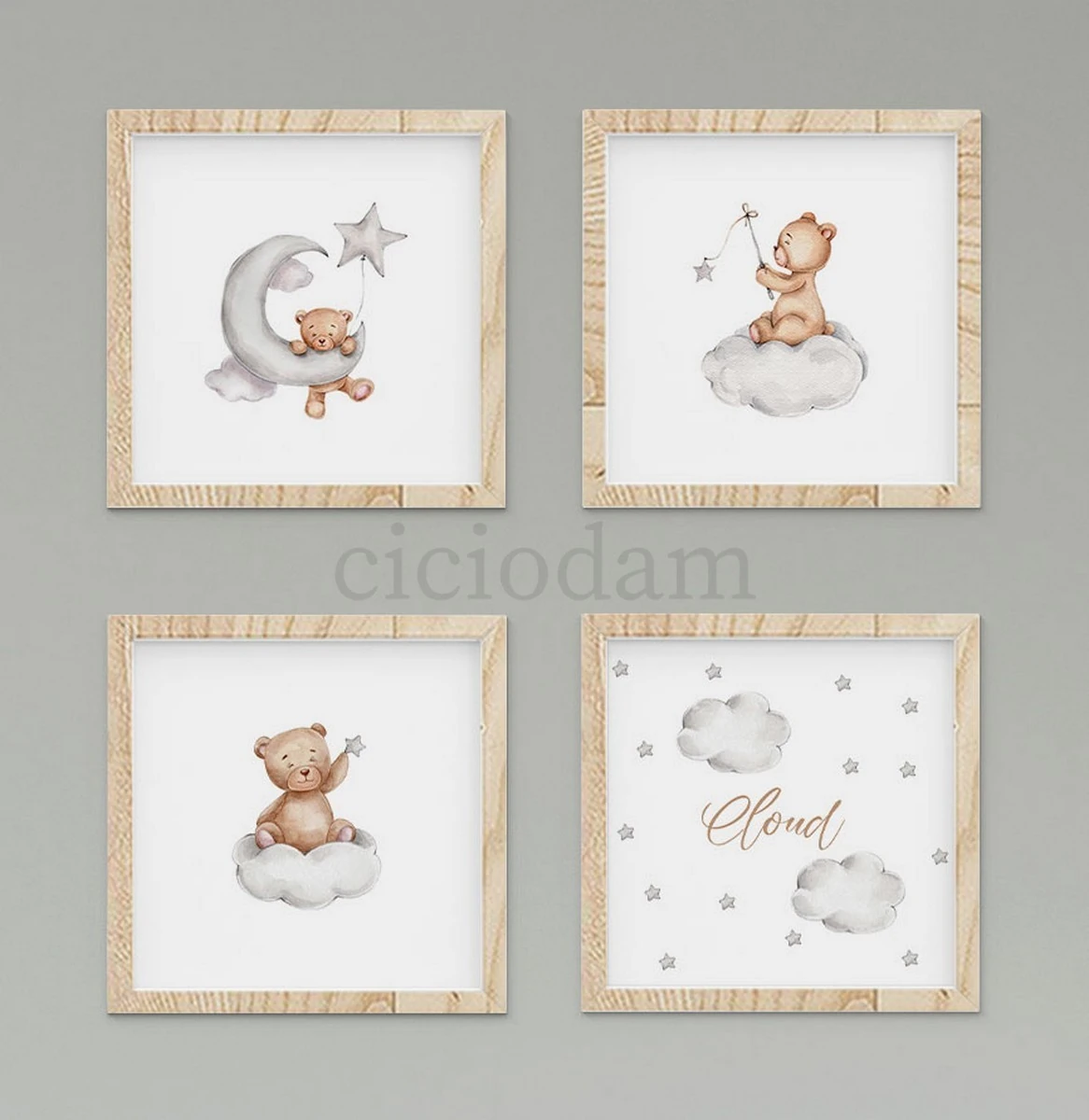 Bulut Üzerinde Ayı Yıldızlar Duvar Tablo