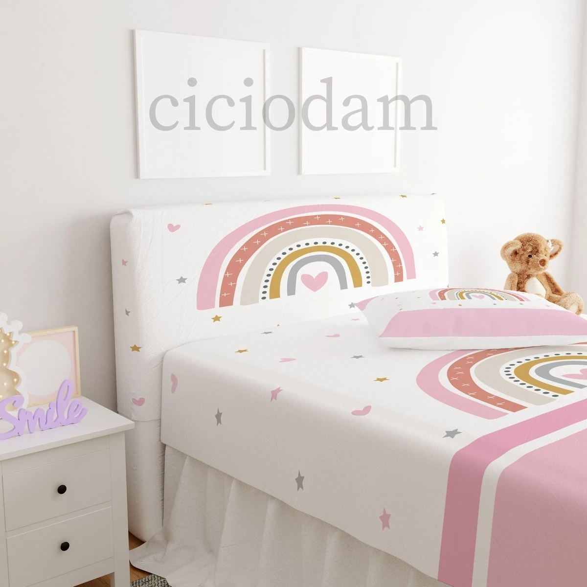 Gökkuşağı Kalp Yıldız İsimli Başlık Kılıfı