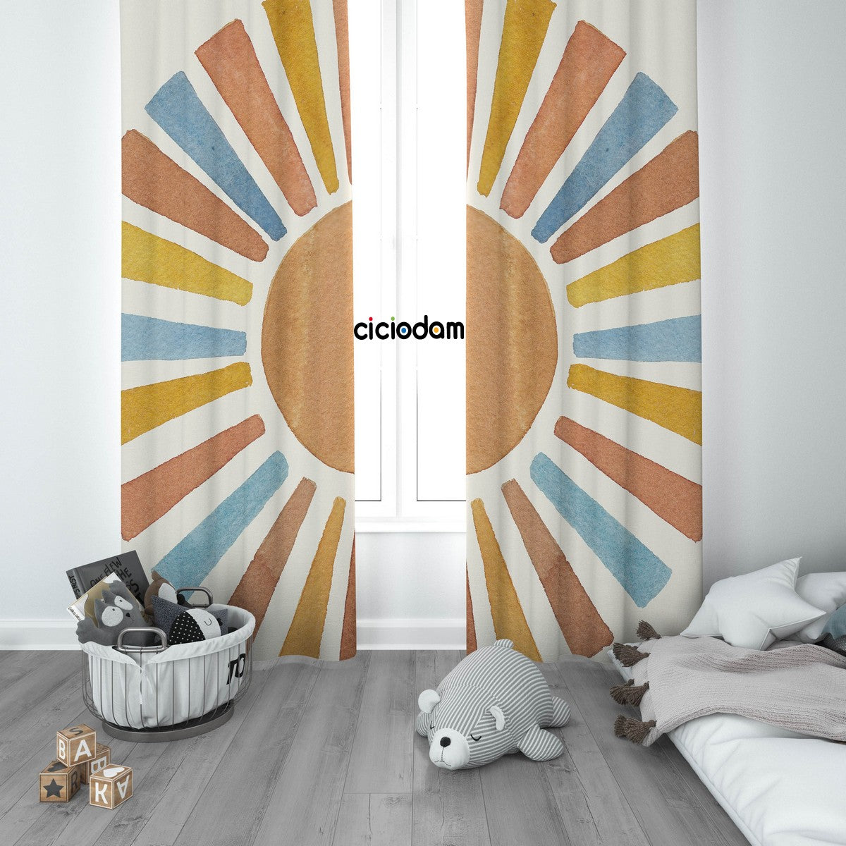 Rengarenk Gün Batımı Çocuk Odası Perdesi 4226