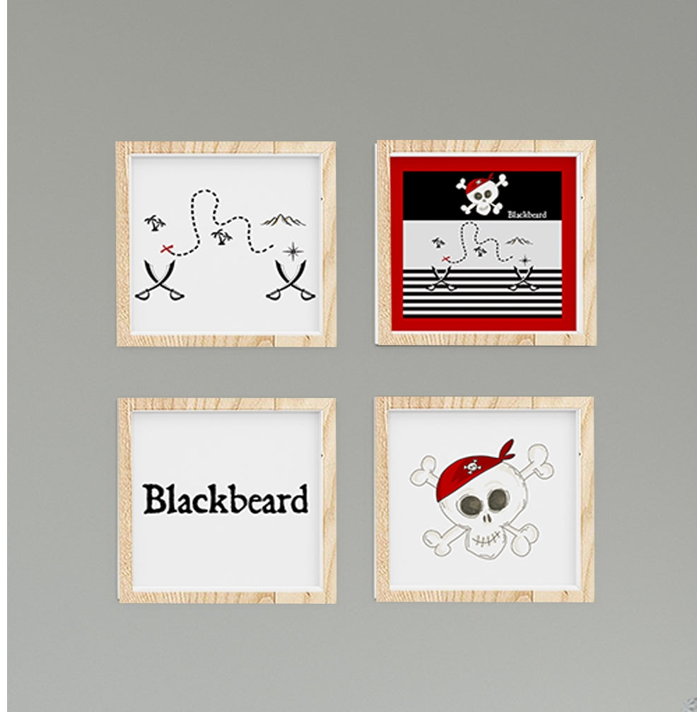 Siyah Kırmızı Blackbeard Korsan Duvar Tablo