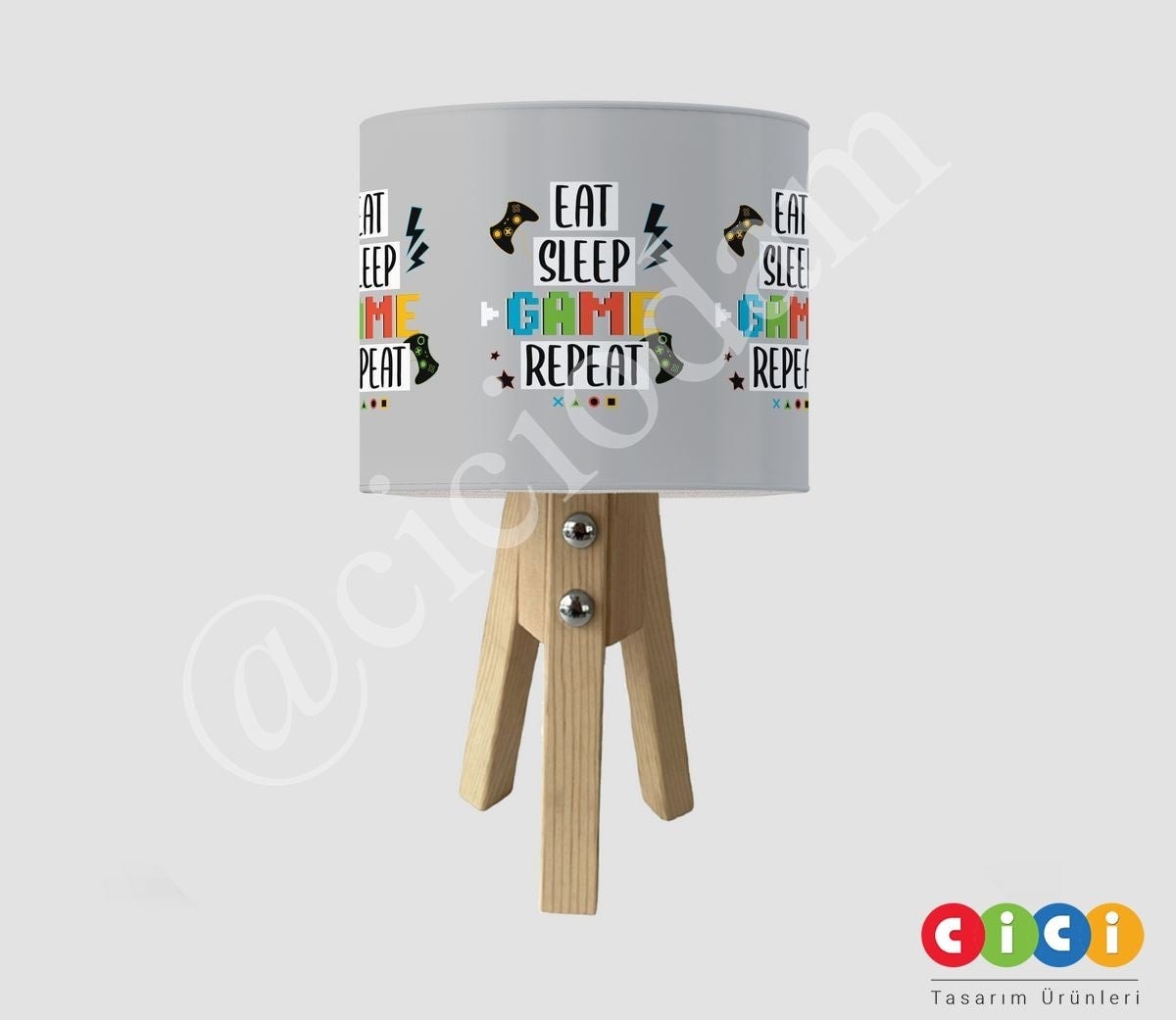 Gri Game Over Oyun  Çocuk Odası Abajur