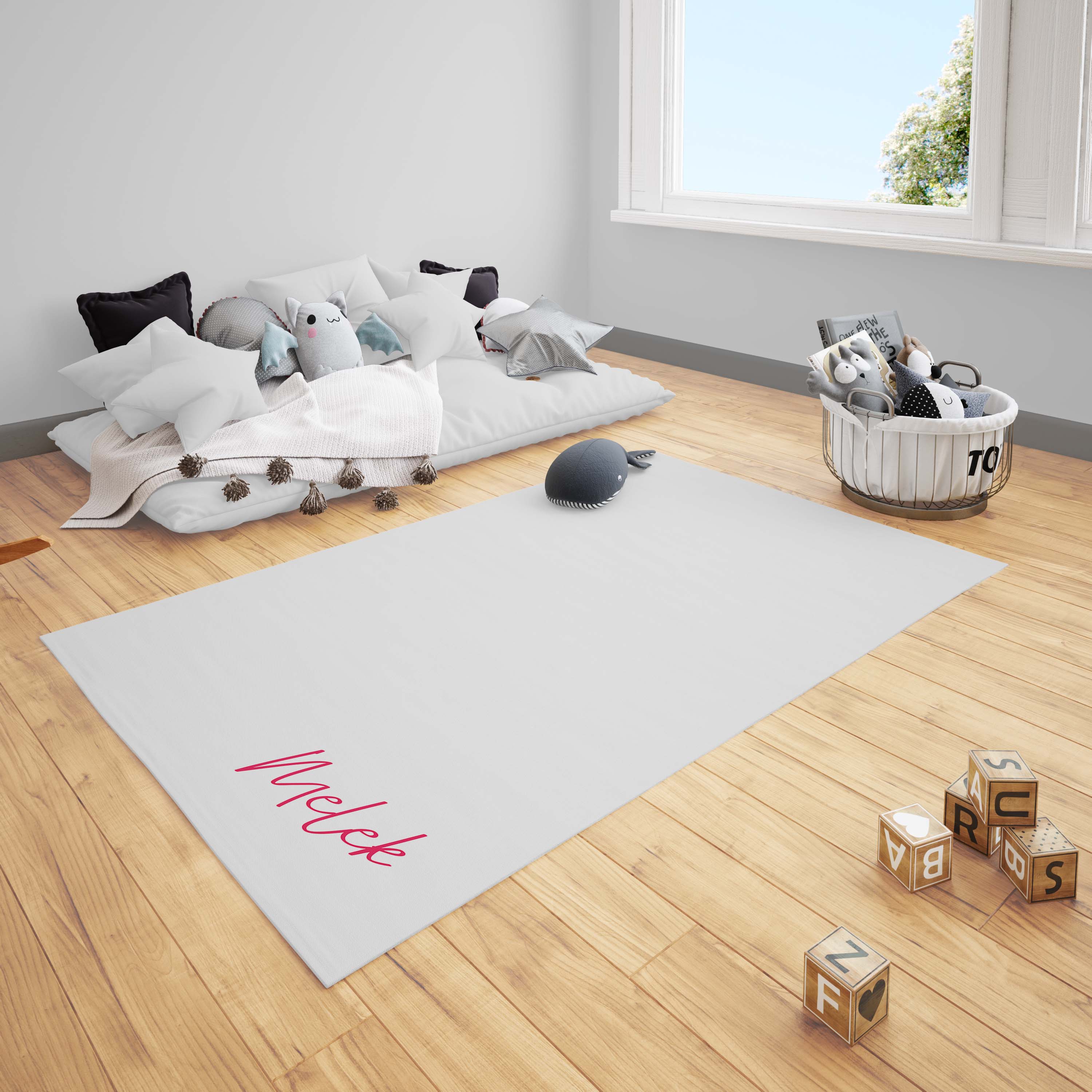 Pembe Fiyonk ve Dantel Desen Çocuk Halısı