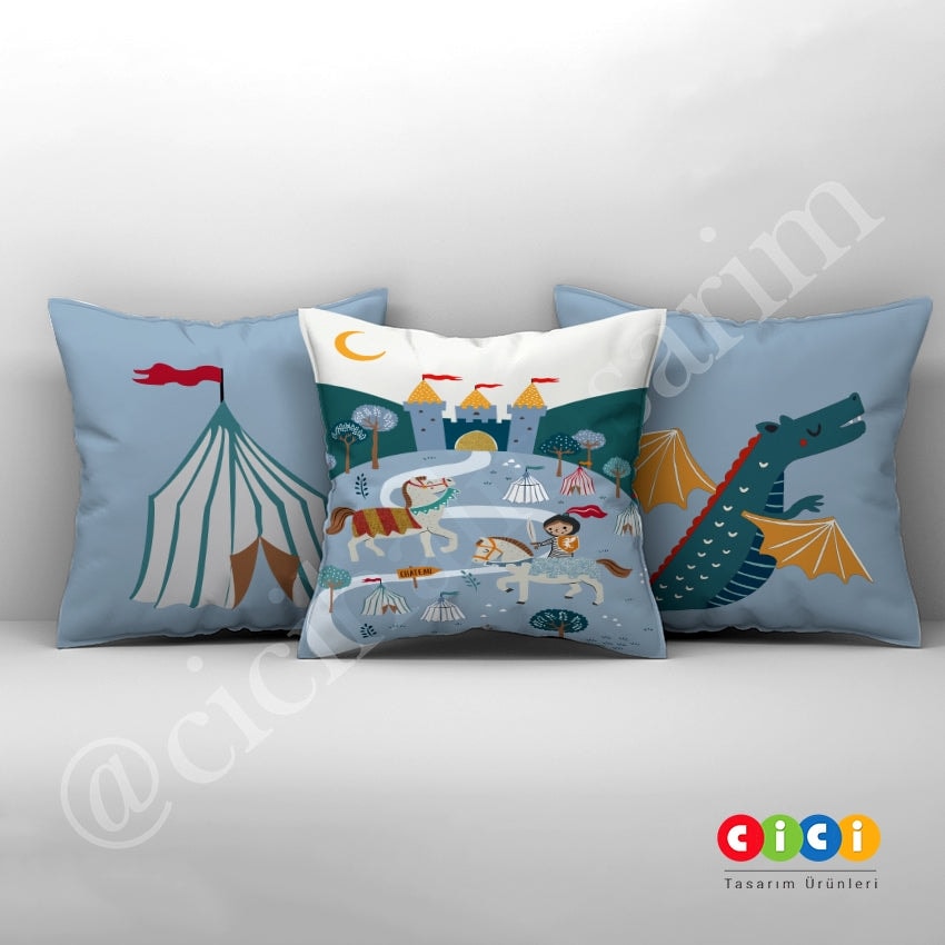 Şato ve Askerler Kırlent Kılıfı