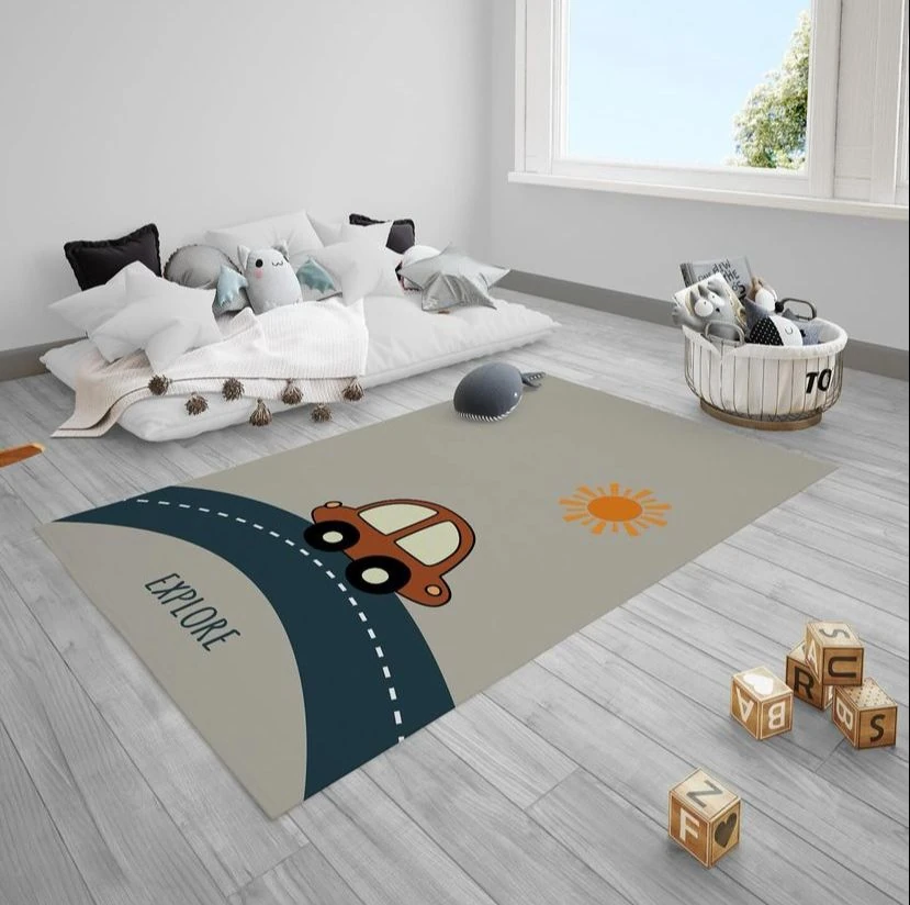 Dream Big Lacivet Yol Araba Güneş Çocuk Halısı