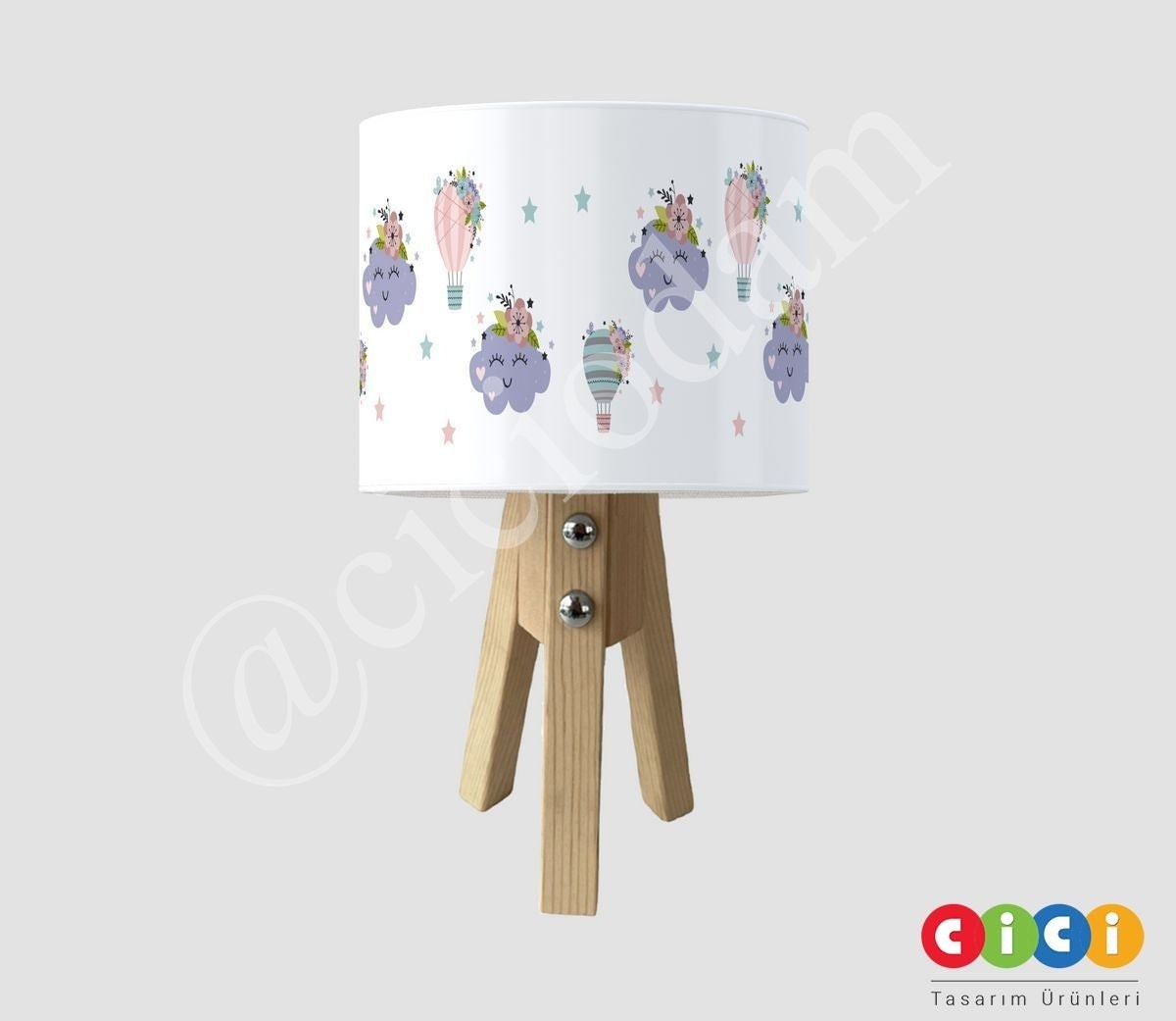 Uçan Balon Bulut ve Yıldızlar 5060 Çocuk Odası Abajur