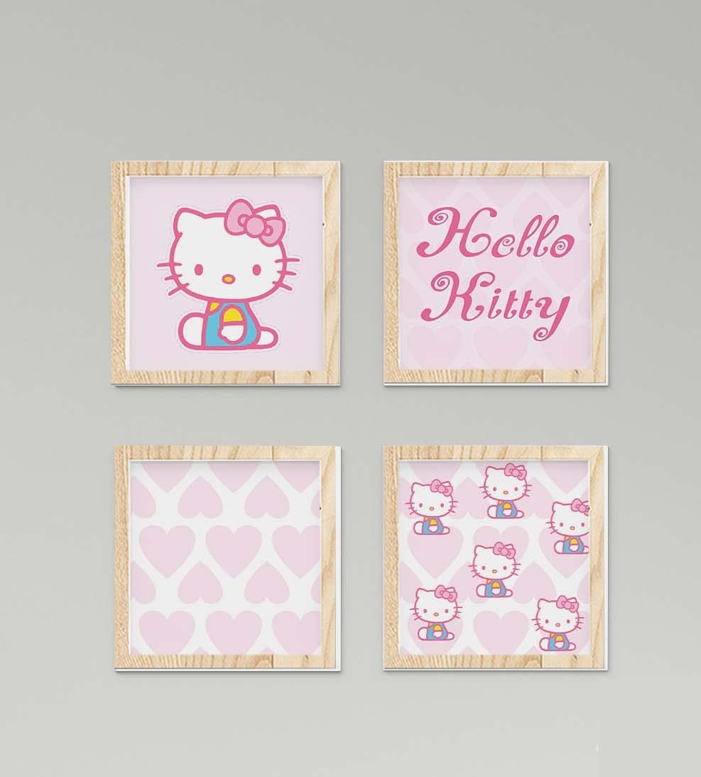 Hello Kitty ve Kalpler Duvar Tablo