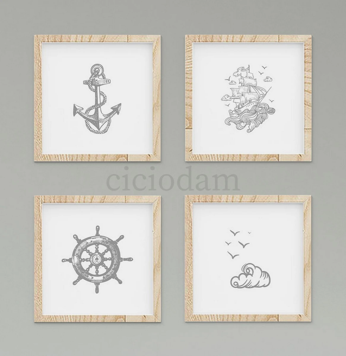 Gemici Çapa Dümen Duvar Tablo