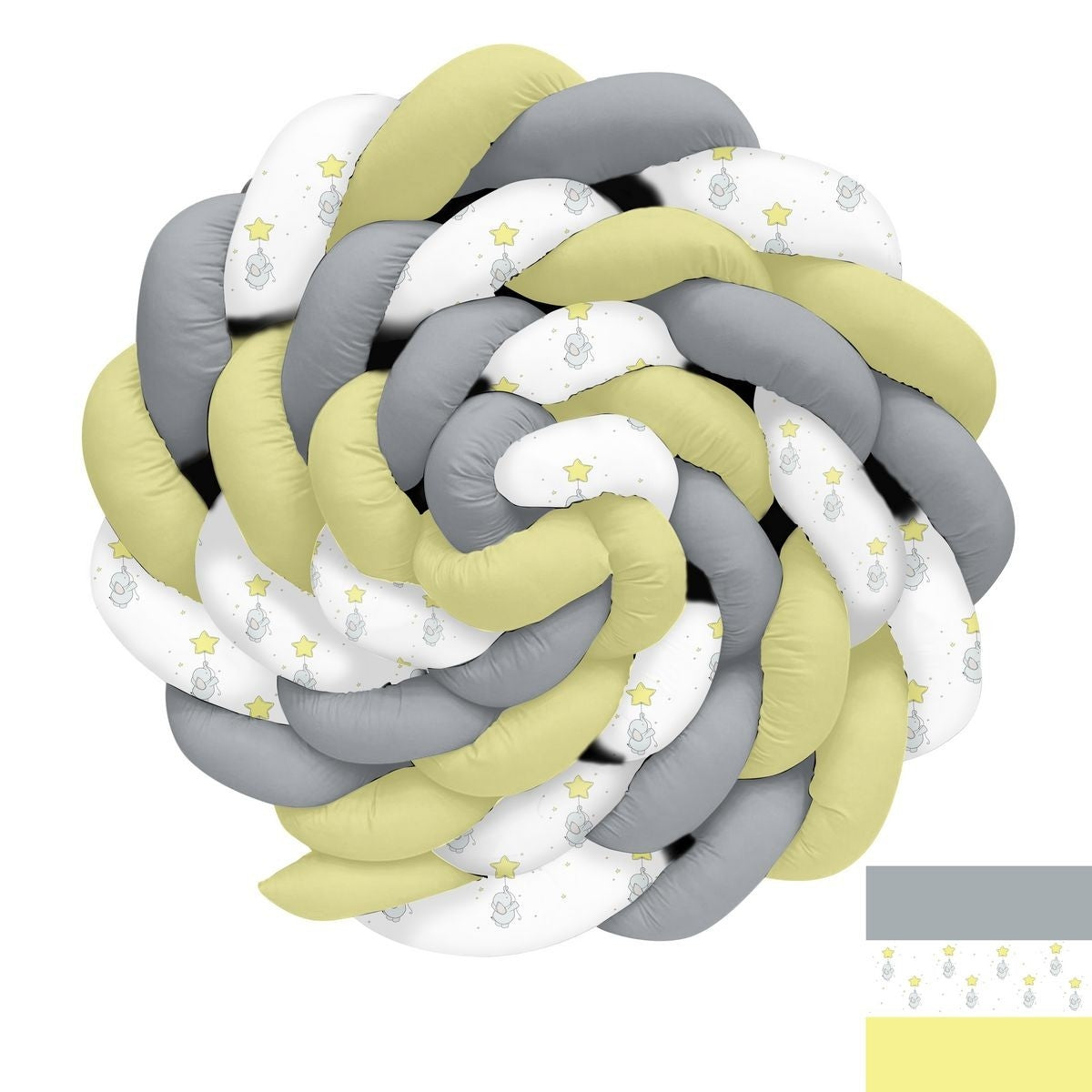 Gri Zemin Sarı Yıldızlar ve Balon Tutan Fil Örgü Korumalık