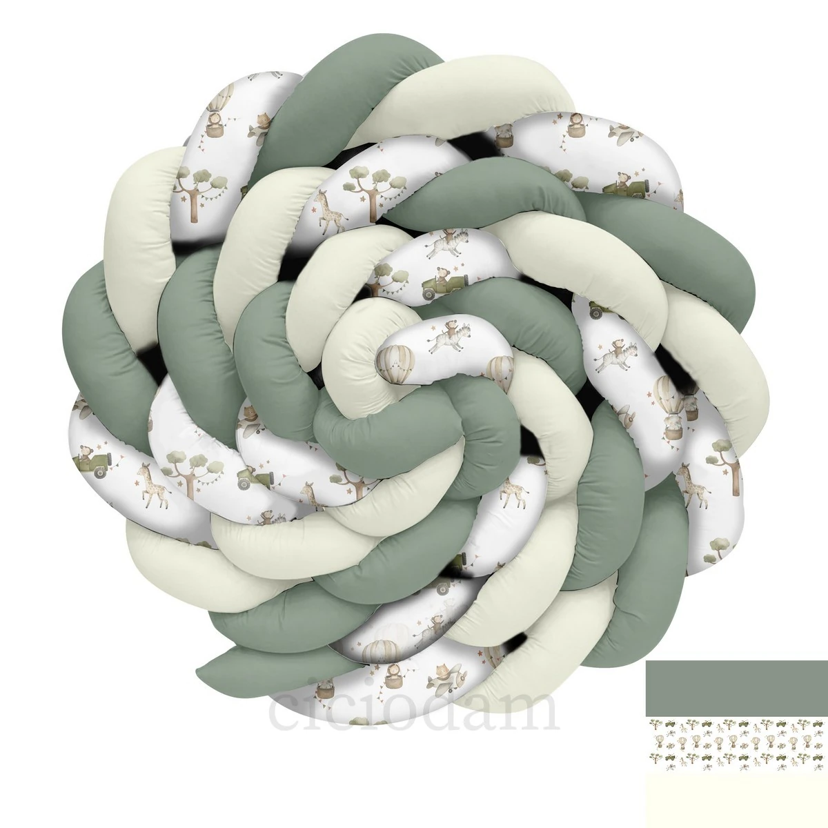 Zürafalı Maymunlu Zebralı Uçan Balonlu Ve Yeşil Araba Örgü Korumalık