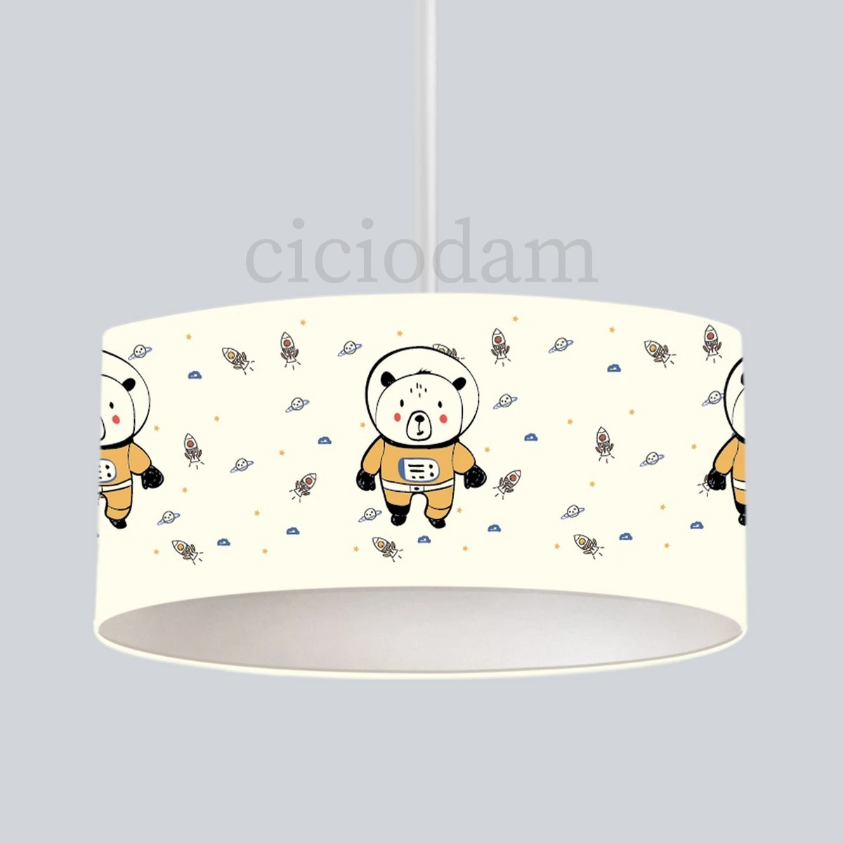 Astronot Ayı Gezegen Gökkuşağı Ve Roket Çocuk Odası Avize